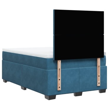 vidaXL Κρεβάτι Boxspring με Στρώμα Μπλε 120x200 εκ. Βελούδινο