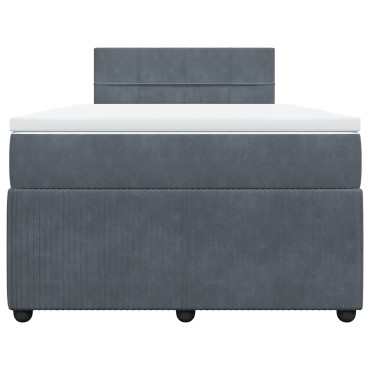 vidaXL Κρεβάτι Boxspring με Στρώμα Σκούρο Γκρι 120x190 εκ. Βελούδινο