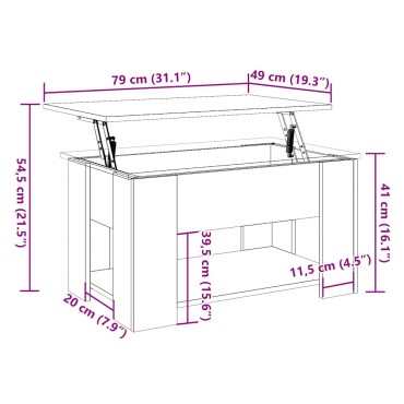 vidaXL Τραπεζάκι σαλονιού Artisan Oak 79x49x41cm Κατασκευασμένο ξύλο 1 τεμ.