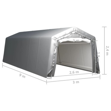 vidaXL Τέντα Αποθήκευσης Γκρι 300 x 900 εκ. Ατσάλινη