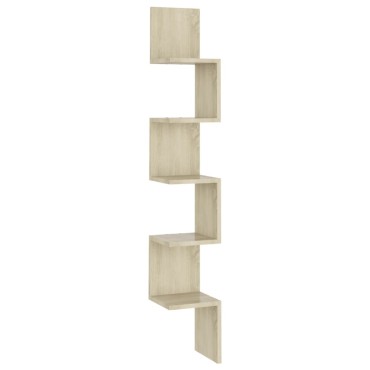 vidaXL Γωνιακή Ραφιέρα Τοίχου Ξύλο Δρυός 20x20x127,5cm από Επεξ. Ξύλο 1 τεμ.