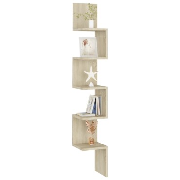 vidaXL Γωνιακή Ραφιέρα Τοίχου Ξύλο Δρυός 20x20x127,5cm από Επεξ. Ξύλο 1 τεμ.