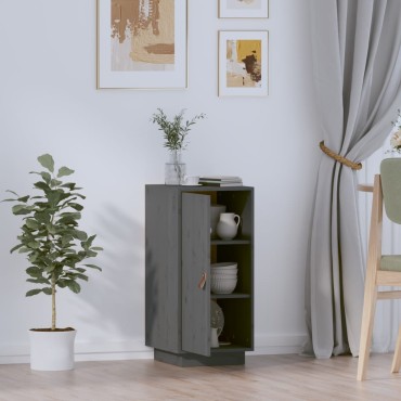 vidaXL Μπουφές Γκρι 34x40x75cm από Μασίφ Ξύλο Πεύκου 1 τεμ.