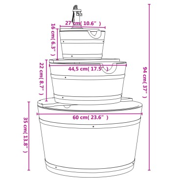 vidaXL Σιντριβάνι με Αντλία 60 x 60 x 94 εκ. από Μασίφ Ξύλο Ελάτης