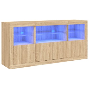 vidaXL Ντουλάπι με LED Sonoma Δρυς 142,5x37x67cm 1 τεμ.
