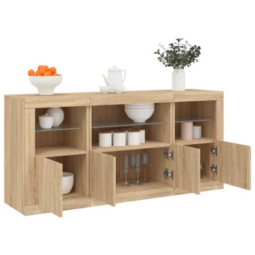 vidaXL Ντουλάπι με LED Sonoma Δρυς 142,5x37x67cm 1 τεμ.