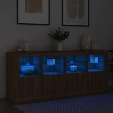 vidaXL Μπουφές με LED Καφέ Δρυς 163x37x67cm 1 τεμ.