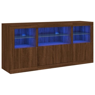 vidaXL Ντουλάπι με LED Καφέ Δρυς 142,5x37x67cm 1 τεμ.