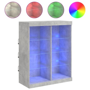 vidaXL Μπουφές με Φώτα LED Γκρι Σκυροδέματος 81x37x100cm 1 τεμ.
