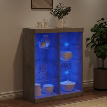 vidaXL Μπουφές με Φώτα LED Γκρι Σκυροδέματος 81x37x100cm 1 τεμ.