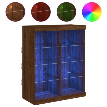 vidaXL Μπουφές με Φώτα LED Καφέ Δρυς 81x37x100cm 1 τεμ.