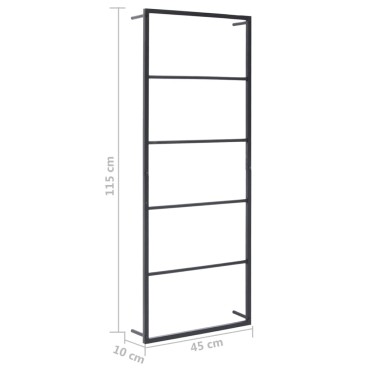 vidaXL Βάση για Πετσέτες Επιτοίχια Μαύρη 45 x 10 x 115 εκ. Ατσάλινη