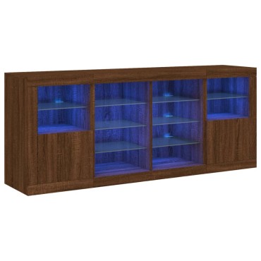vidaXL Μπουφές με LED Καφέ Δρυς 163x37x67cm 1 τεμ.