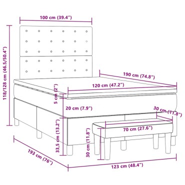 vidaXL Κρεβάτι Boxspring με Στρώμα Ροζ 120x190 εκ. Βελούδινο