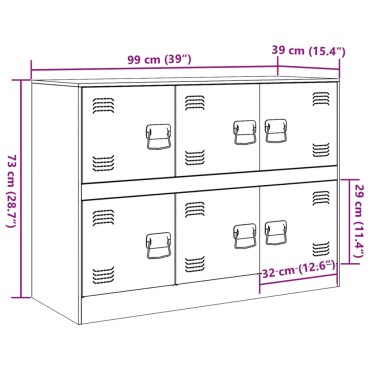 vidaXL Ντουλάπι Μαύρο 99x39x73cm από Ατσάλι 1 τεμ.