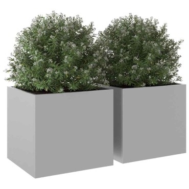 vidaXL Ζαρντινιέρες 2 τεμ. Ασημί 32x30x29 εκ. από Γαλβανισμένο Χάλυβα