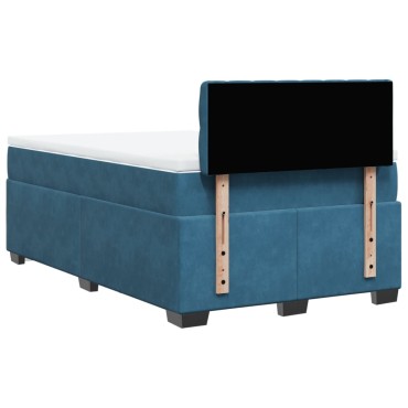 vidaXL Κρεβάτι Boxspring με Στρώμα Σκούρο Μπλε 120x190 εκ. Βελούδινο