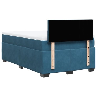 vidaXL Κρεβάτι Boxspring με Στρώμα Σκούρο Μπλε 120x200 εκ. Βελούδινο
