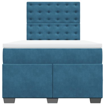 vidaXL Κρεβάτι Boxspring με Στρώμα Μπλε 120x200 εκ. Βελούδινο
