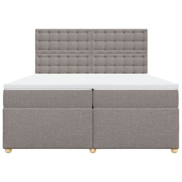 vidaXL Κρεβάτι Boxspring με Στρώμα Taupe 200x200 εκ. Υφασμάτινο