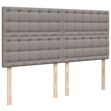 vidaXL Κρεβάτι Boxspring με Στρώμα Taupe 200x200 εκ. Υφασμάτινο