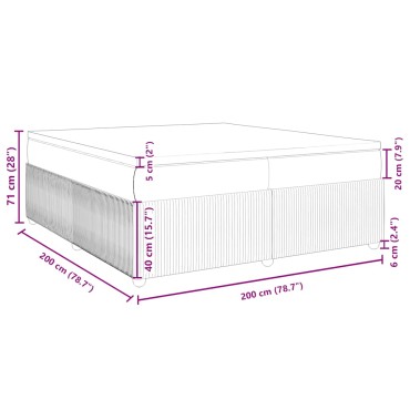 vidaXL Κρεβάτι Boxspring με Στρώμα Ανοιχτό Γκρι 200x200 εκ. Βελούδινο