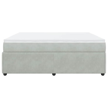 vidaXL Κρεβάτι Boxspring με Στρώμα Ανοιχτό Γκρι 200x200 εκ. Βελούδινο