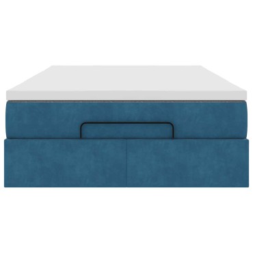 vidaXL Οθωμανικό κρεβάτι με στρώμα σκούρο μπλε 120x190 cm Velvet