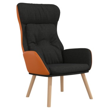 vidaXL Πολυθρόνα Relax Μαύρη από Ύφασμα και PVC 70x77x94cm 1 τεμ.