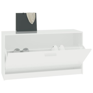vidaXL Παπουτσοθήκη Γυαλιστερό Λευκό 80x24x45cm Επεξεργασμένο Ξύλο
