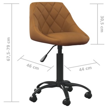 vidaXL Καρέκλα Γραφείου Καφέ Βελούδινη 44x46x(67,5-79)cm 1 τεμ.
