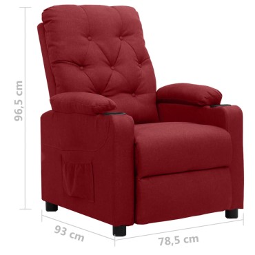 vidaXL Πολυθρόνα Ανακλ. Μπορντό Υφασμάτινη 78,5x93x96,5cm 1 τεμ.