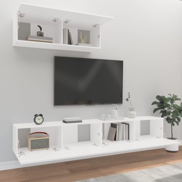 vidaXL Σετ Επίπλου Τηλεόρασης 3 Τεμαχίων Λευκό από Επεξεργασμένο Ξύλο