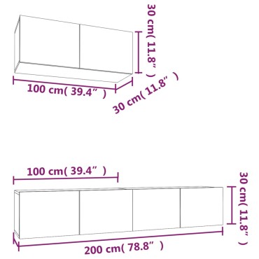 vidaXL Σετ Επίπλου Τηλεόρασης 3 Τεμαχίων Λευκό από Επεξεργασμένο Ξύλο