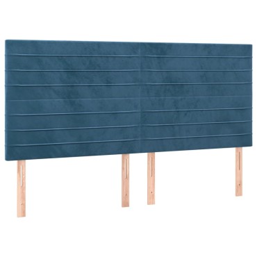 vidaXL Κρεβάτι Boxspring με Στρώμα Σκούρο Μπλε 160x200 εκ. Βελούδινο