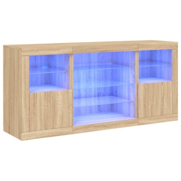 vidaXL Ντουλάπι με LED Sonoma Δρυς 142,5x37x67cm 1 τεμ.