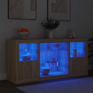 vidaXL Ντουλάπι με LED Sonoma Δρυς 142,5x37x67cm 1 τεμ.