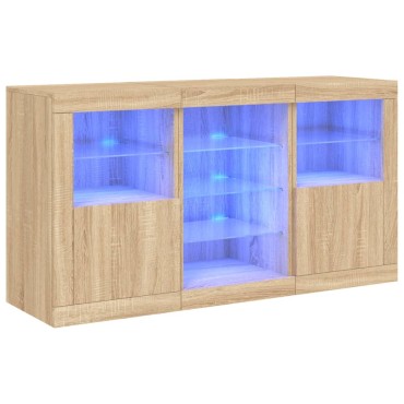 vidaXL Μπουφές με LED Sonoma Δρυς 123x37x67cm 1 τεμ.