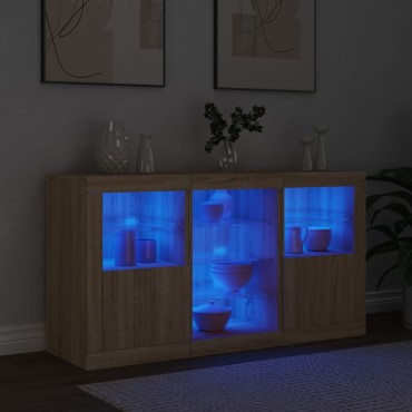 vidaXL Μπουφές με LED Sonoma Δρυς 123x37x67cm 1 τεμ.