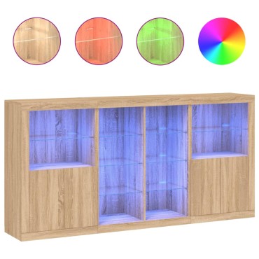 vidaXL Μπουφές με LED Sonoma Δρυς 202x37x100cm 1 τεμ.