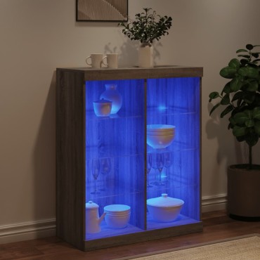 vidaXL Μπουφές με LED Γκρι Sonoma 81x37x100cm 1 τεμ.