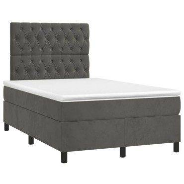 vidaXL Κρεβάτι Boxspring με Στρώμα Σκούρο Γκρι 120x190 εκ. Βελούδινο