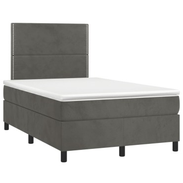 vidaXL Κρεβάτι Boxspring με Στρώμα Σκούρο Γκρι 120x190 εκ. Βελούδινο