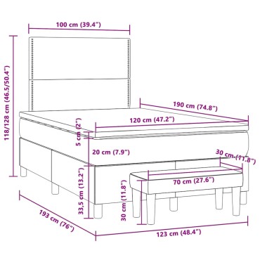 vidaXL Κρεβάτι Boxspring με Στρώμα Ροζ 120x190 εκ. Βελούδινο