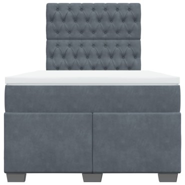 vidaXL Κρεβάτι Boxspring με Στρώμα Σκούρο Γκρι 120x190 εκ. Βελούδινο