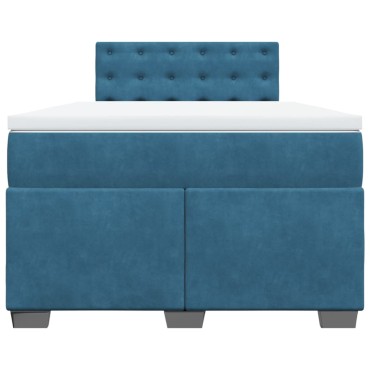 vidaXL Κρεβάτι Boxspring με Στρώμα Σκούρο Μπλε 120x200 εκ. Βελούδινο
