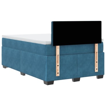 vidaXL Κρεβάτι Boxspring με Στρώμα Σκούρο Μπλε 120x200 εκ. Βελούδινο