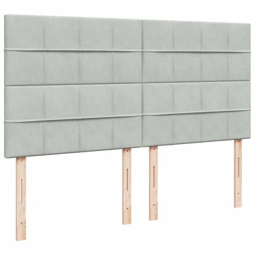 vidaXL Κρεβάτι Boxspring με Στρώμα Ανοιχτό Γκρι 200x200 εκ. Βελούδινο