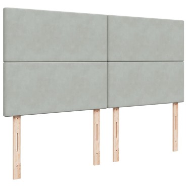 vidaXL Κρεβάτι Boxspring με Στρώμα Ανοιχτό Γκρι 200x200 εκ. Βελούδινο