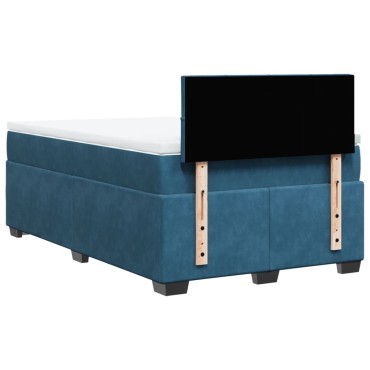 vidaXL Κρεβάτι Boxspring με Στρώμα Μπλε 120x200 εκ. Βελούδινο
